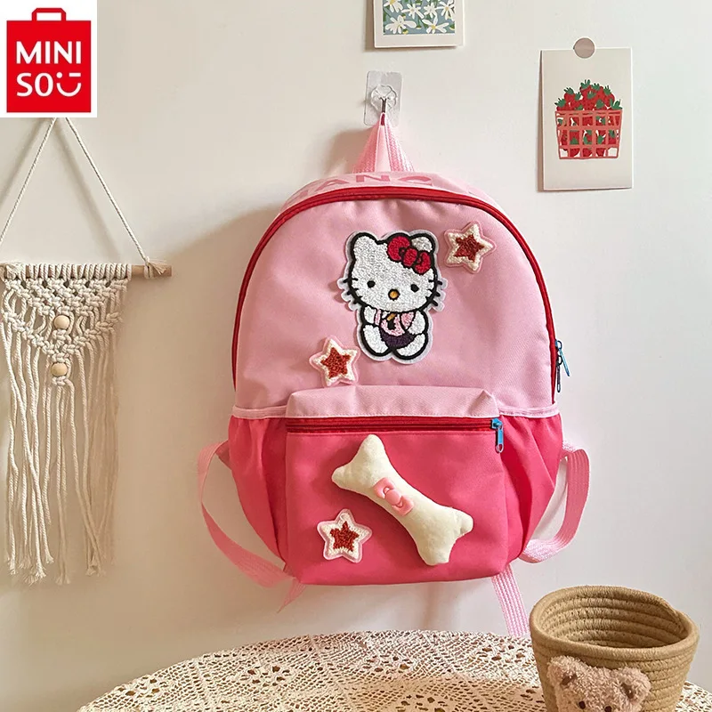 MINISO Sanurgente-Sac à Dos Mignon pour Abonnés aux Documents, Hello Kitty, Cartable d'École de Dessin Animé, Doux et Frais, pour Étudiant, de Grande Capacité, à la Mode