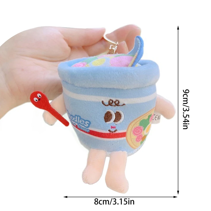 Creative Cartoon Cute Instant Noodle Bowl Plush Keychain Pendants Bag Ornaments Car Decorations Key Funny Accessories Girl Gifts