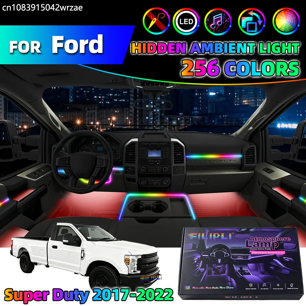 

14 in 1 For Ford Super Duty 2017-2022 Years Car Interior Ambient Lights Strips Breathing Lighting Kit App Control Auto LED strip
