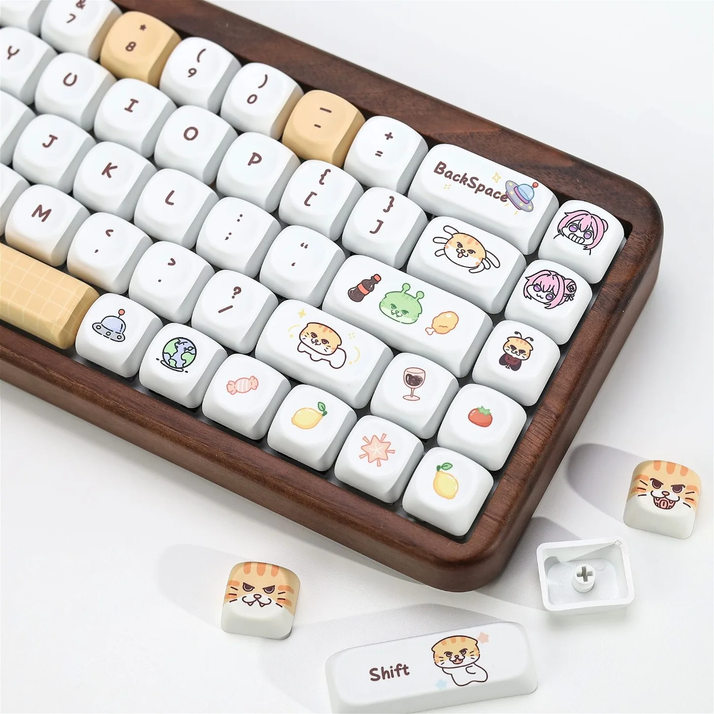 

133 Keys KOA Profile PBT Keycaps Cute Cat Pattern for 61 75 84 108 Mechanical Keyboard