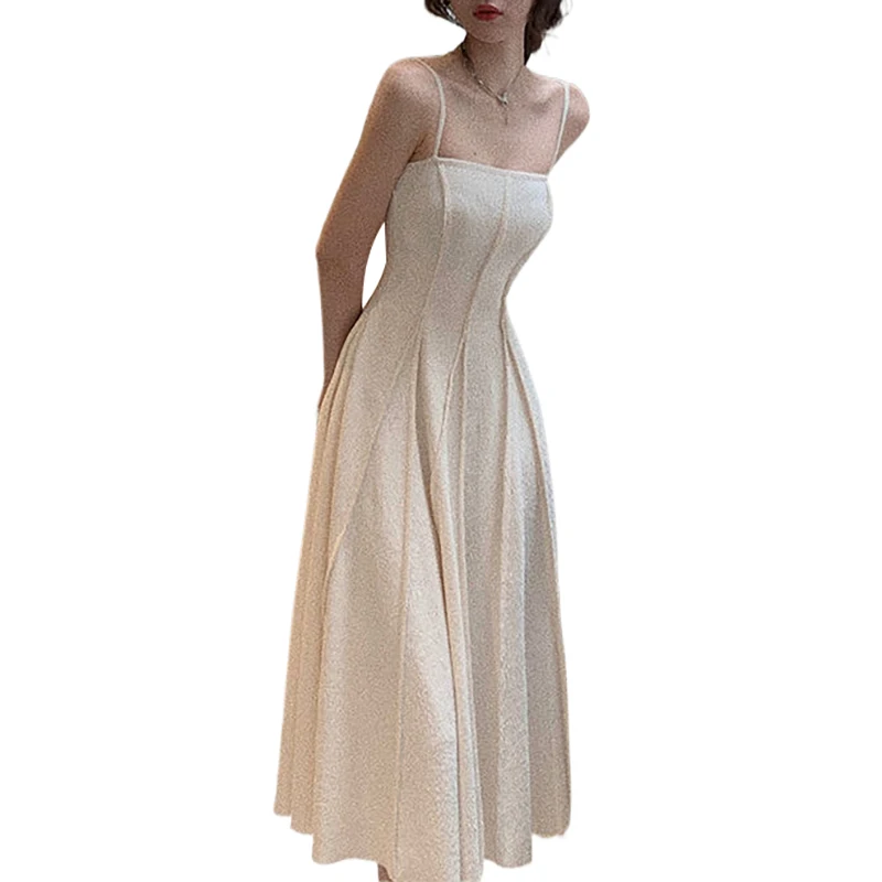 Sommer Maxi kleider für Frauen neue Vintage lässige High-Waist schlanke A-Linie Saum Plissee Sommerkleider elegantes Ballkleid