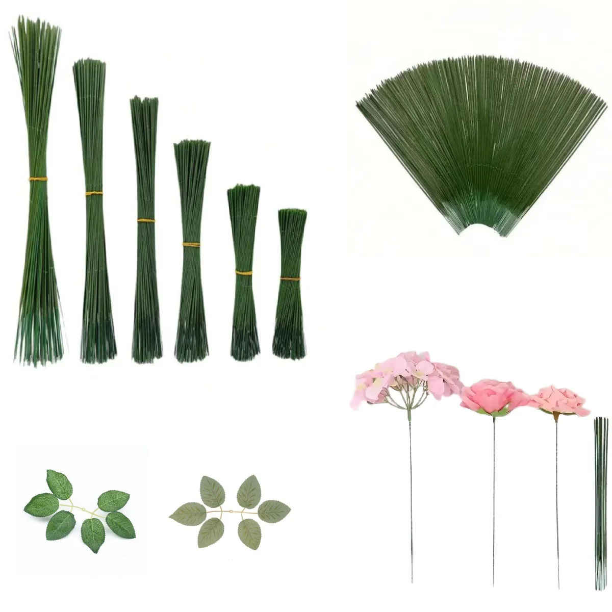 100PCS Künstliche Blume Stem Kunststoff Stem Hortensien Rose Blume Kopf Stick Stange Für DIYWedding Decor Handwerk Zubehör Blume Stem