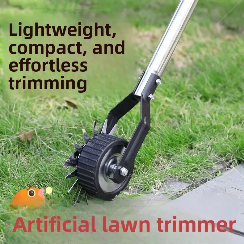 Premium New Wheeled Manual Lawn Edge Grinder Artificial Turf Stainless Steel Trimmer Edge Trimmer Weed Removal Garden Tools