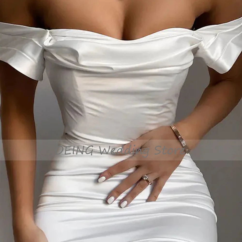 Vestido de Novia corto con hombros descubiertos para mujer, vestido de Novia blanco hasta la rodilla, Simple, 2022