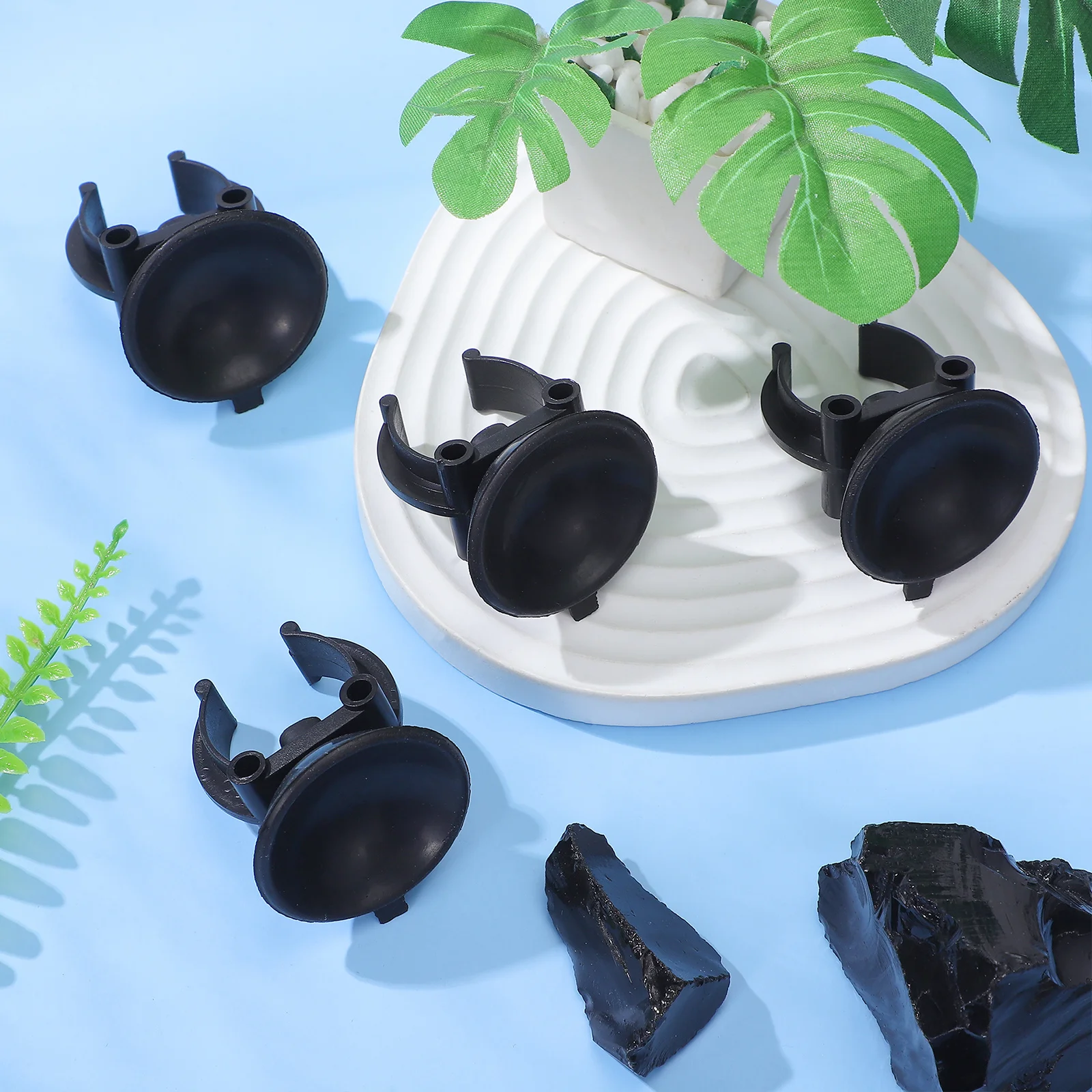 

10pcs Heating Rod Suction Cup For Aquarium Airline Tube Holder Black Fish Tank Mount Durable Clips Pet Supplies