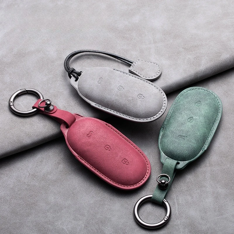 Car Leather Key Case for Li Xiang L7 L8 L9 One Premium Car Key Cover Shell Clip Remote Keychain Case Cover Interior Accessories