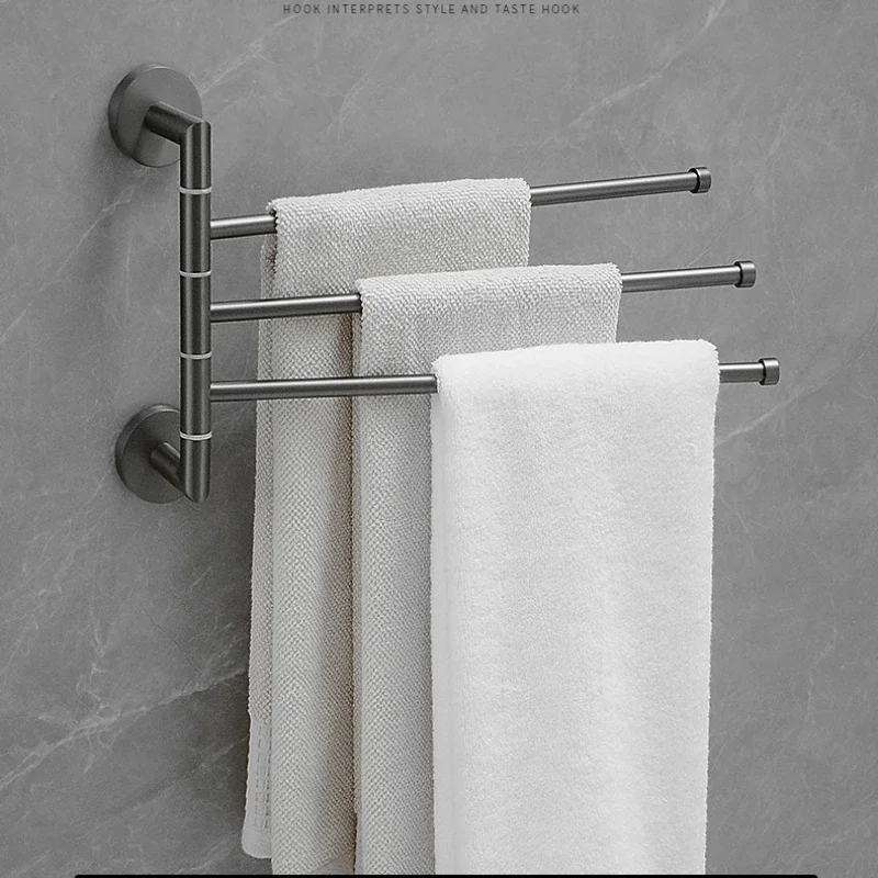 Light Luxury for Bathroom All-copper Multi-rod Towels Rack Rotary Design Towel Holders Rust Prevention Process Wall Hanger