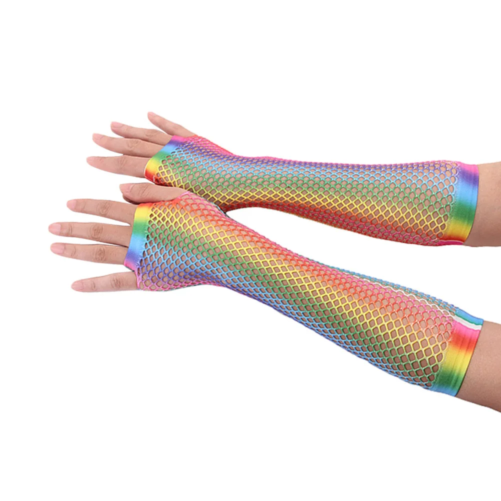 1 Paar lange Nylonhandschuhe, bunte elastische Handschuhe für Frauen, Cosplay, Geburtstagsparty-Kostüm