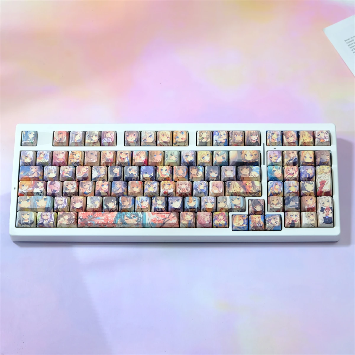 Teclas MOA de 126 teclas de colores Anime PBT sublimación de cinco lados teclas de perfil MOA para interruptores MX teclas de teclado mecánico