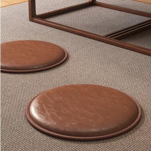 Thick Leather Cushion Non-Slip 35/40cm Round Sitting Seat Pad Waterproof Soft Dining Chair Pad Living Room Decoration
