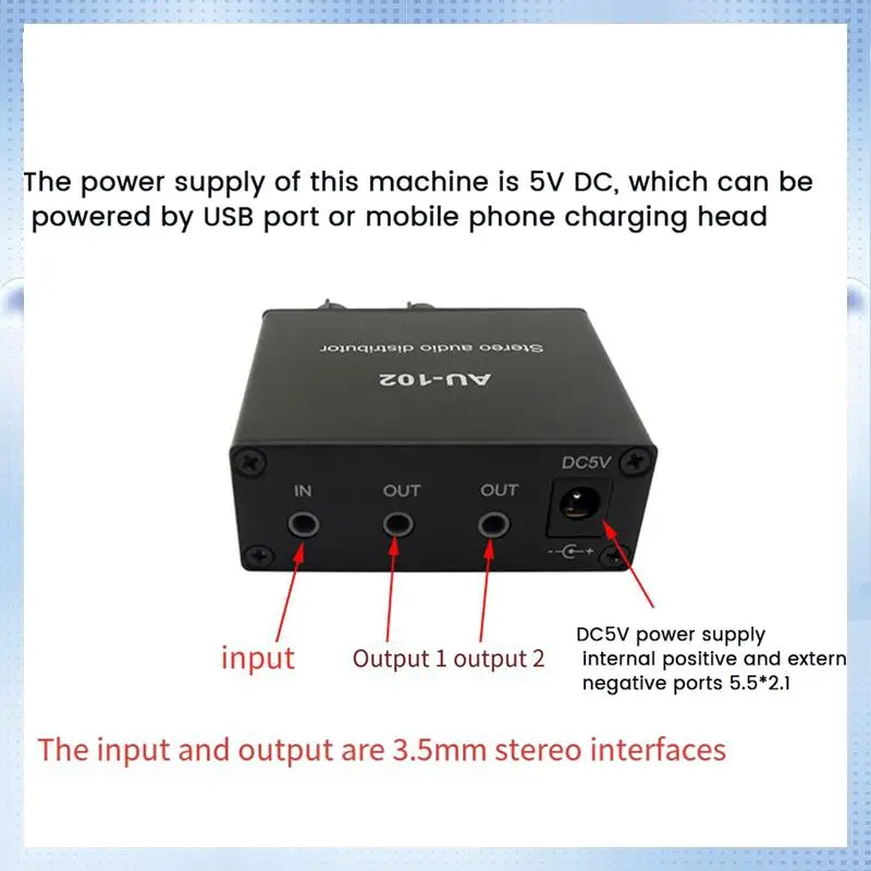 

A82Q-1 PCS Audio Distributor Stereo Audio Mixer 1 Input 2 Output Audio Mixer For Power Amplifier Active Audio