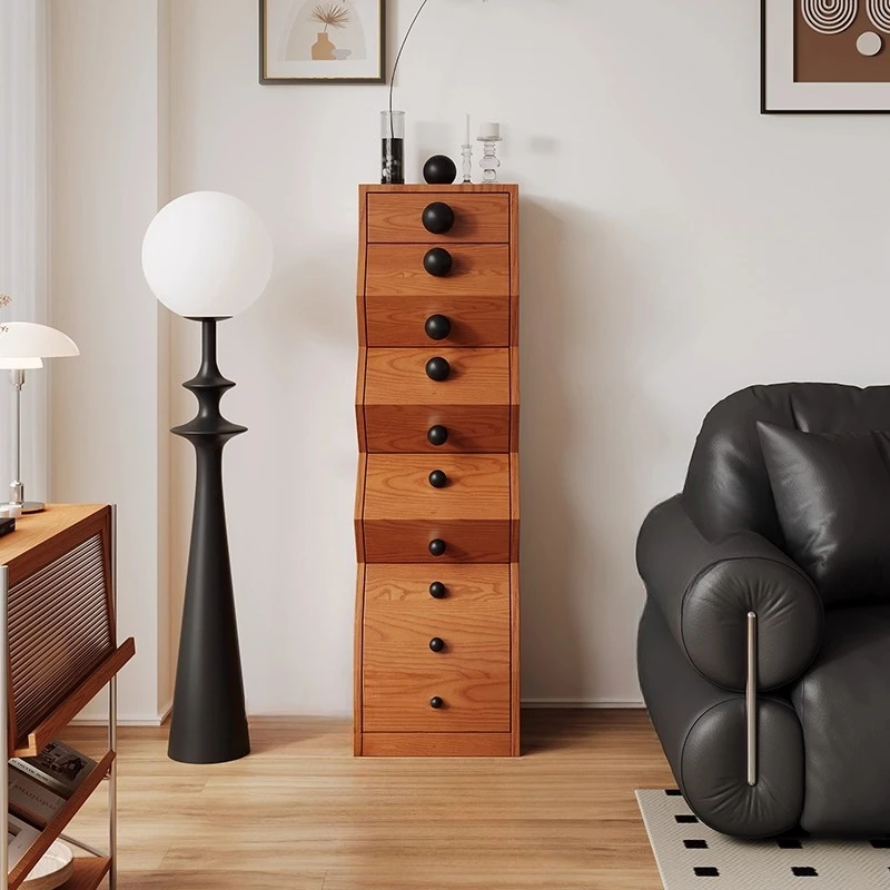 

French chest of drawers solid wood retro style simple small irregular narrow storage storage household bedroom locker