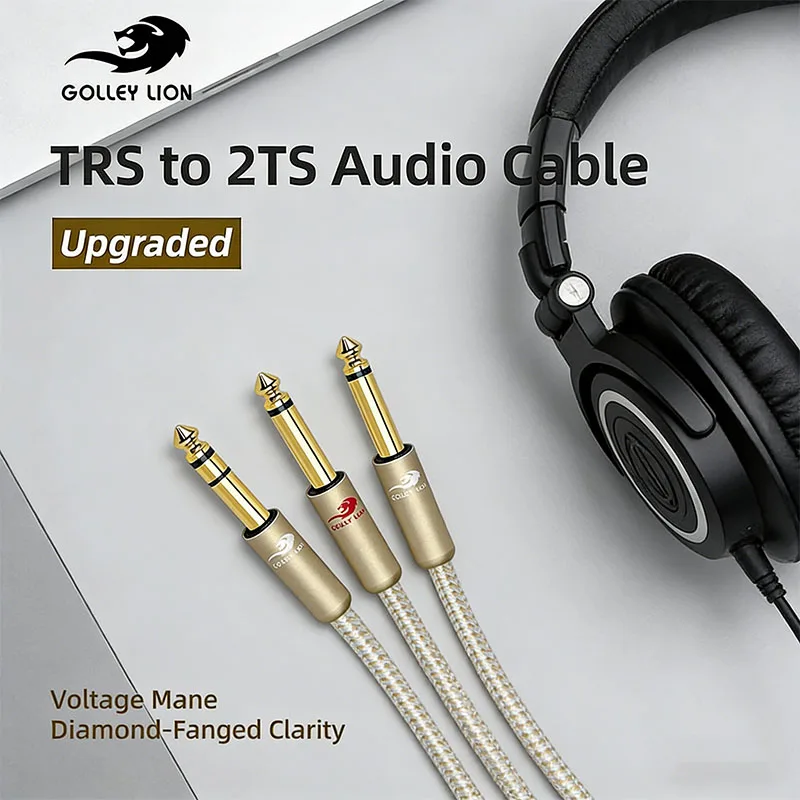 Cable divisor en Y estéreo TRS GOLLEY LION de 1/4 de pulgada, con conector macho de 1/4 de pulgada a doble conector macho TS mono de 1/4 de pulgada (6,35 mm)