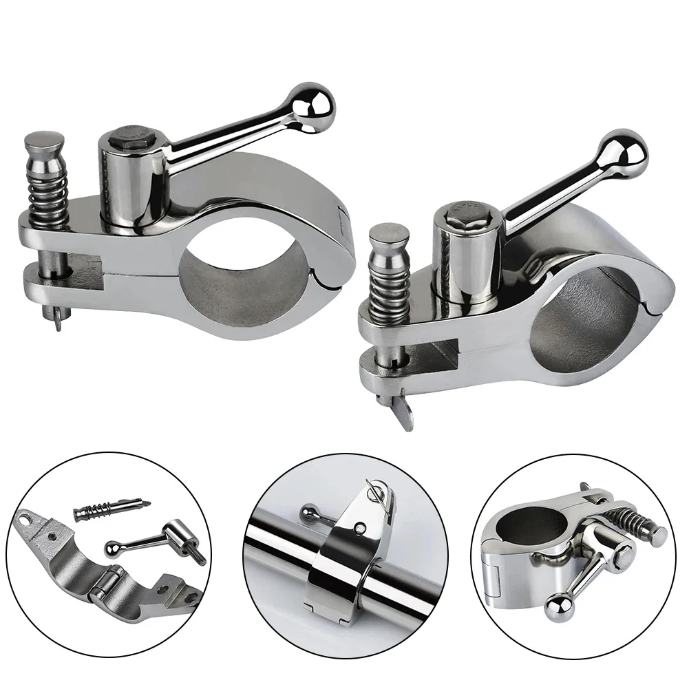 for Bimini Marine Awning Hinge Clamps 22/25MM Top Rail Jaw Slide Eye End Cap 316 Stainless Fitting Boat Top Hinged Slide