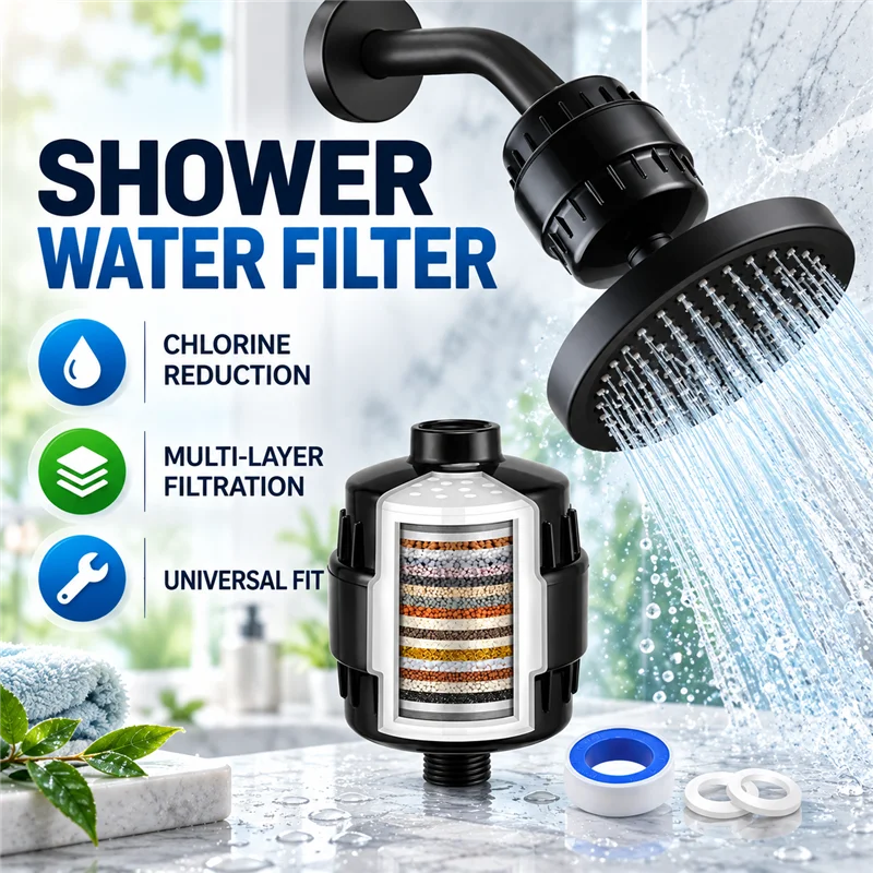 Multi-stage Shower Water Filter Removes Chlorine Fluoride Household Universal Shower Head Heavy Metals Purifier For Bathroom