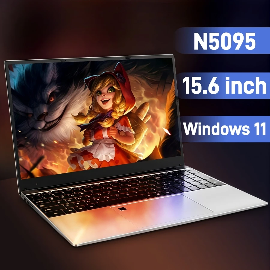 كمبيوتر محمول للألعاب Intel N5095 مقاس 15.6 بوصة، كمبيوتر محمول محمول IPS 16GB 32GB DDR4 512GB 1TB SSD Windows11 صفقات لوحة المفاتيح بإضاءة خلفية