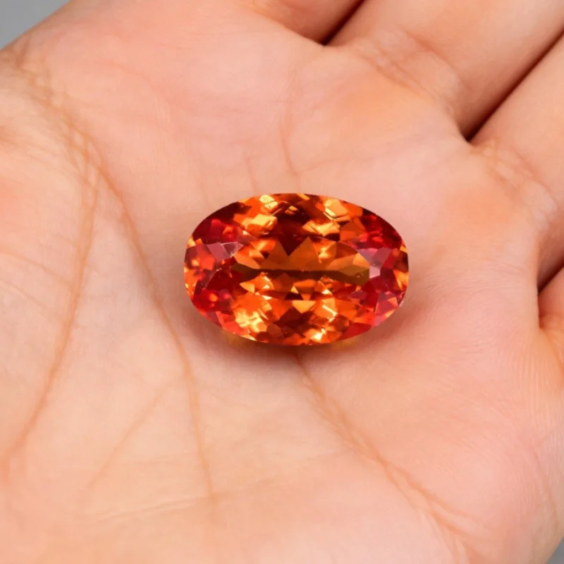 Orange padparadscha lab grown sapphire Synthetic corundum OVAL cut Gemstone big size  for customization lab creat sapphire
