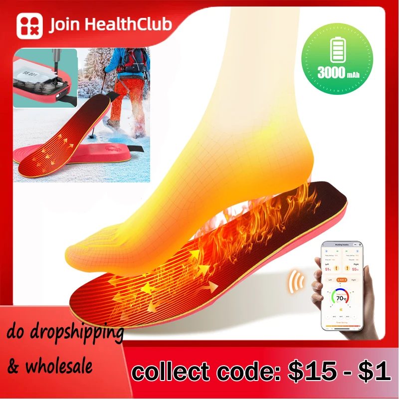 

Remote Control Heated Insoles Feet Warm Sock Pad Mat Electrically Heating Insole for Outdoor Washable