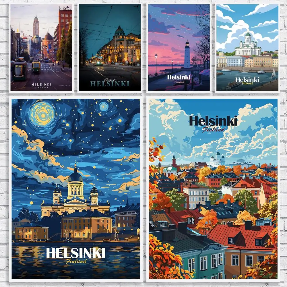 European Capital Helsinki travel Poster Versatile HD Waterproof Wall Art Self-Adhesive Decor for Any Space Ideal Gift