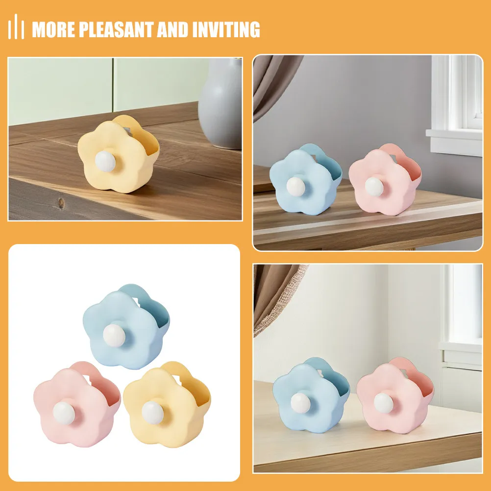 3Pcs Creative Flower Design Pen Holder Sturdy Hips Material Dual Use Stationery Organizer Desktop Wall Mount for Office