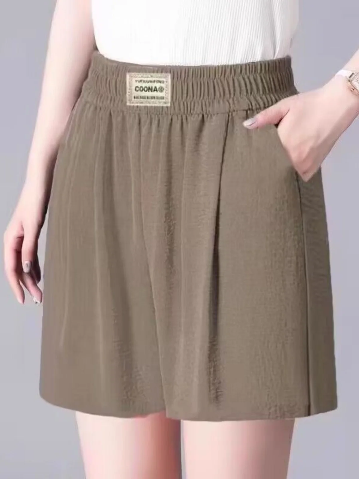 

Плиссированные льняные брюки из ледяного шелка с высокой талией, женские летние свободные тонкие широкие брюки, корейские повседневные брюки