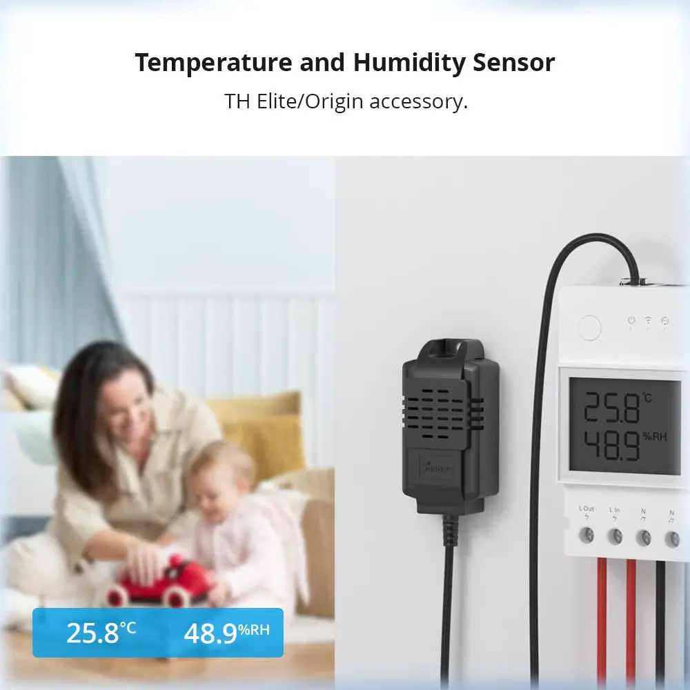 SONOFF-TH Interruptor Inteligente WiFi Elite, Monitoramento de Temperatura e Umidade, Casa Inteligente, Trabalhar com Alexa, WTS01, RL560, 16A, 20A