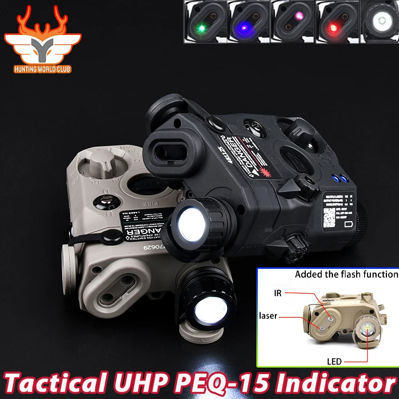 

WADSN Tactical PEQ-15 LA-5B UHP Red Dot Green Blue Indicator Sight IR Strobe LED SF Flashlight Airsoft Scout Light Fit 20mm Rail