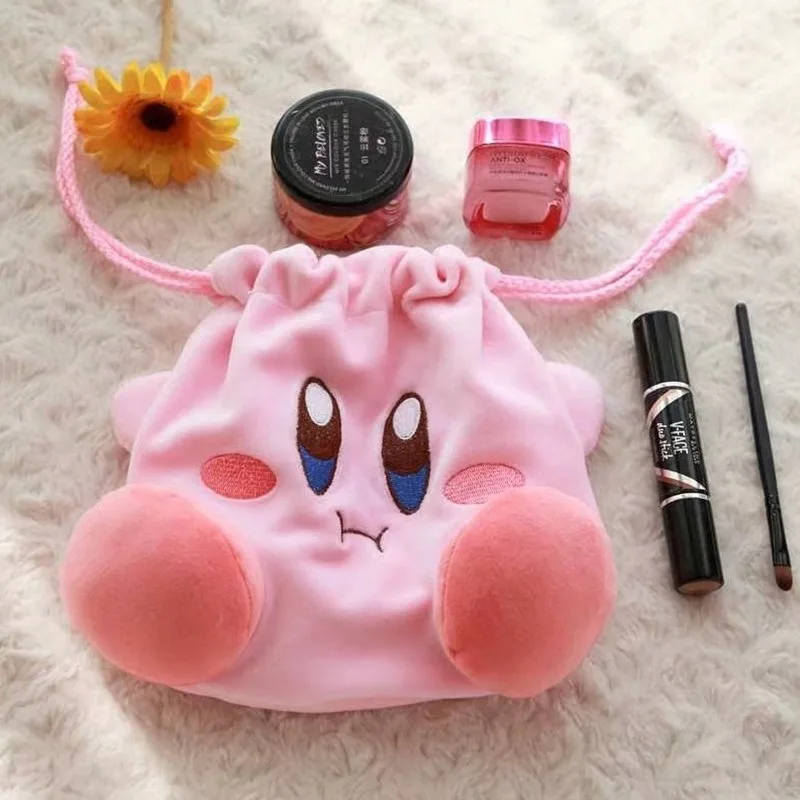 Kirby Drawstring Storage Bag Jewelry Makeup Bag Girl Anime Cartoon Packing Small Velvet Drawstring Pouch Party Snack Gift Bags