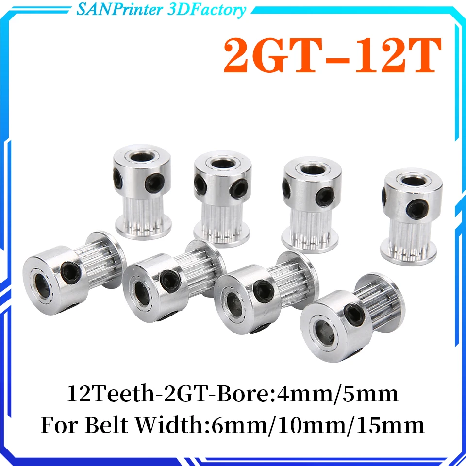 

12 teeth 2GT Timing Pulley Bore 3/3.17/4/5mm for GT2 Open Synchronous belt width 6mm/10mm/15mm small backlash 12Teeth 12T