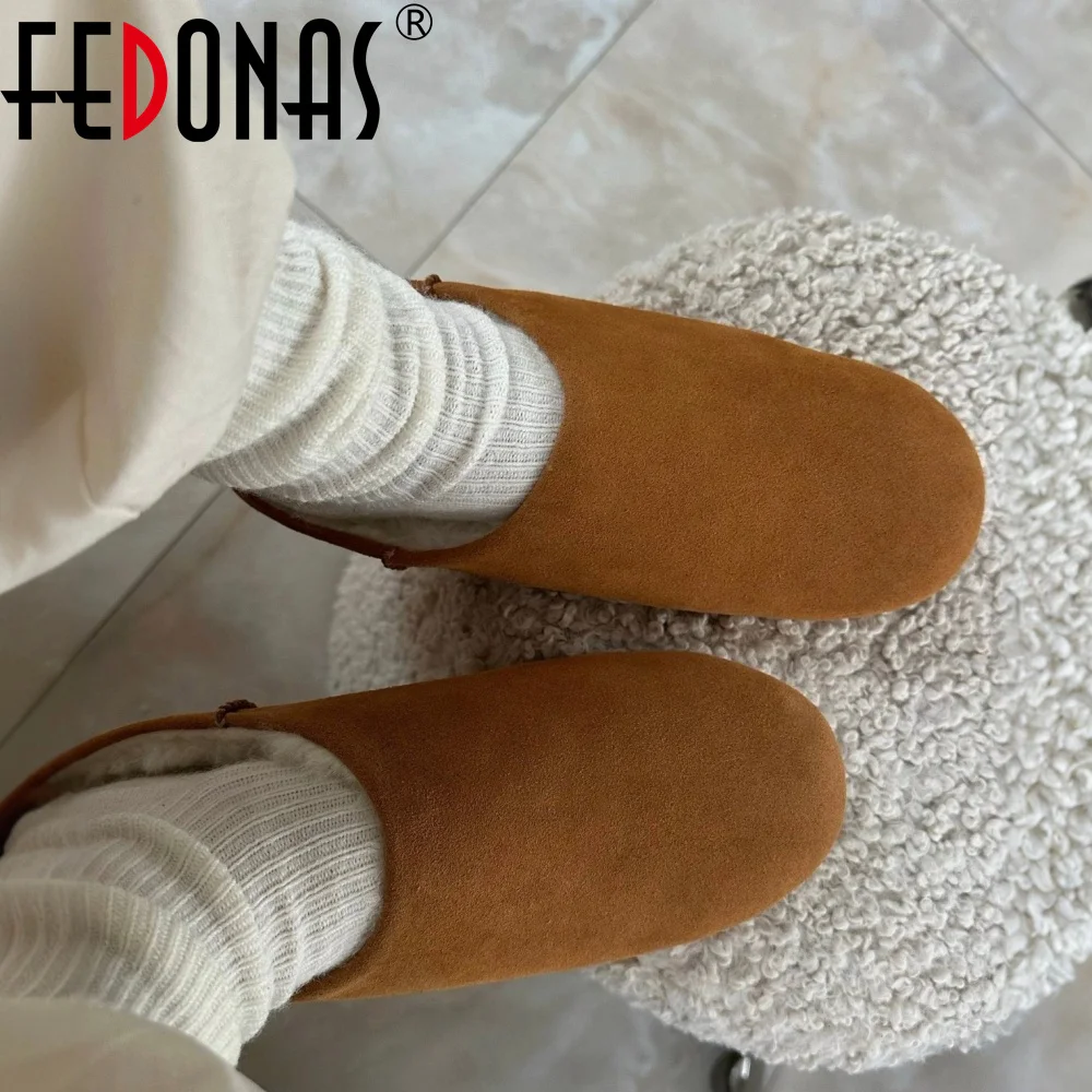 FEDONAS/Новые женские шерстяные зимние туфли на плоской подошве и платформе, уличные зимние теплые тапочки, модная уличная модная обувь с круглым носком