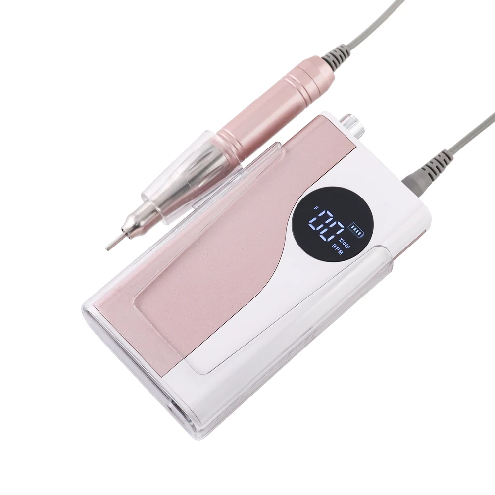 Rechargeable 65W Coreless Motor Dual Colors Portable Nail Drill Machine Manicure Polishing Cordless 35000RPM Powerful Handpiece
