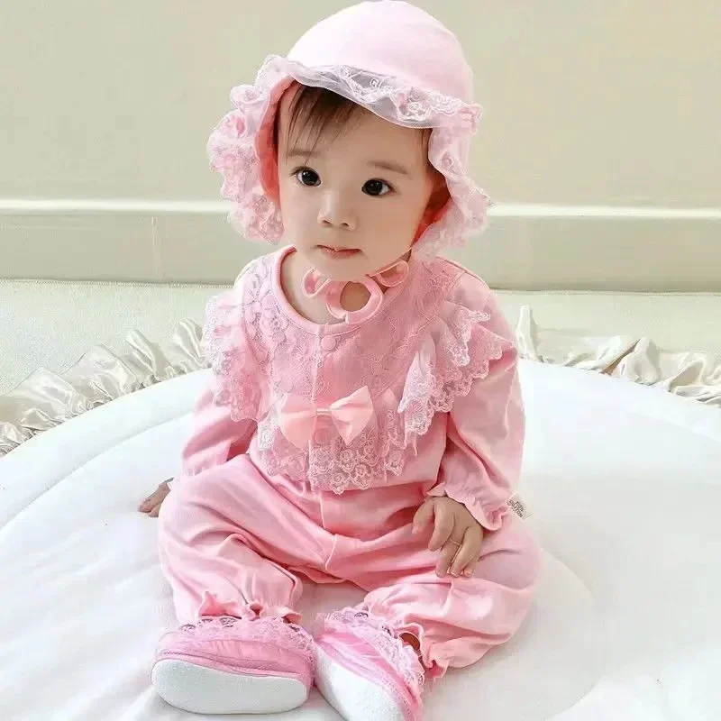 Traje rosa para niñas Lindo mono de chica con juego múltiple combinado Abrigo de estilo princesa rosa para niñas de 3 - 6 - 9 meses