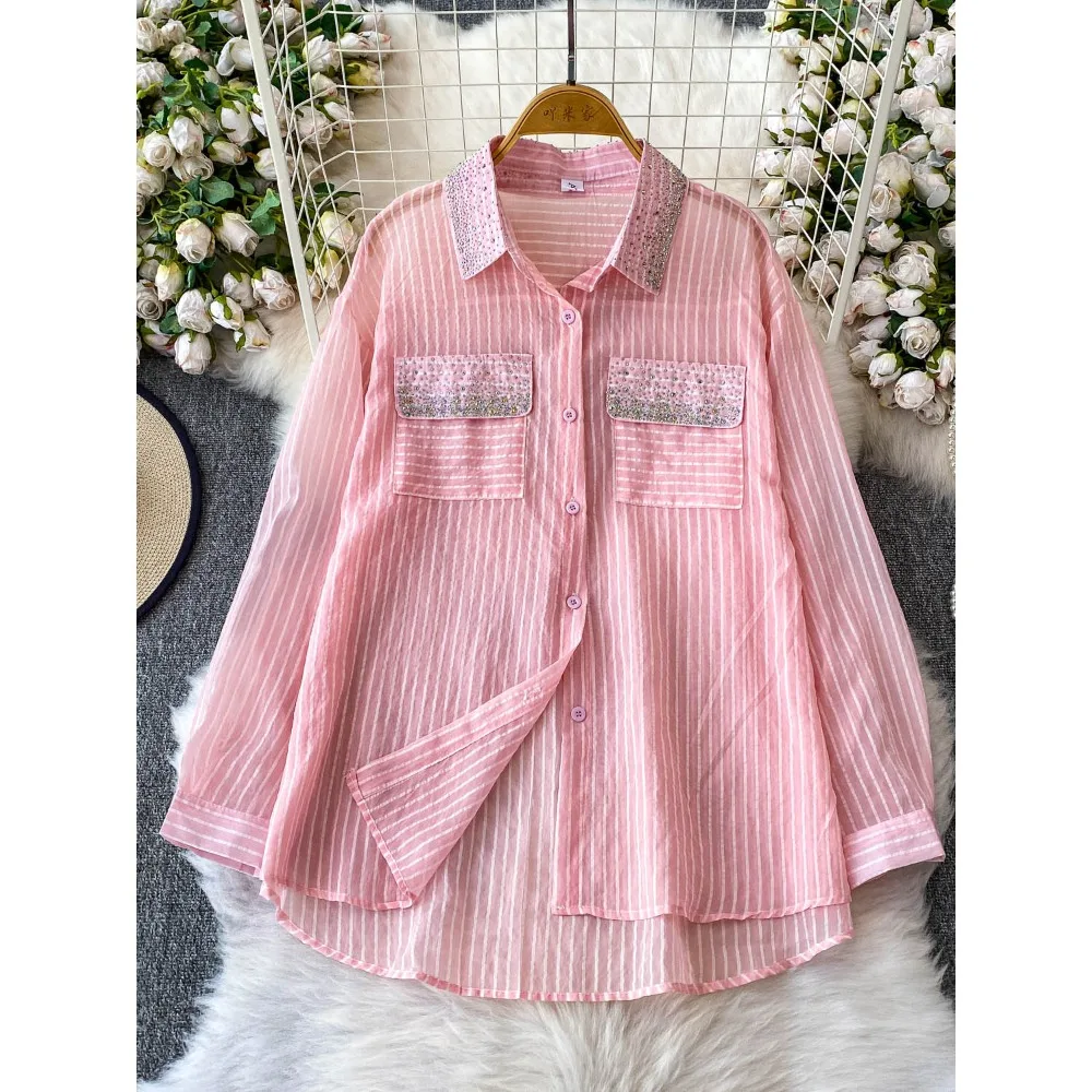 

Sexy rhinestone button chiffon turn-down collar slim Tanks Top Corset Bustier Camis Chic Women Party Top Y2k