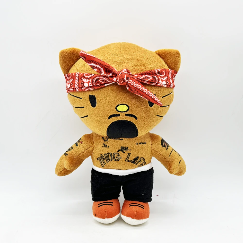 New 25cm Hello Kitty Tupac Plush Doll Figure Stuffed Toys Cute Boys Girls Fans Collect Gifts