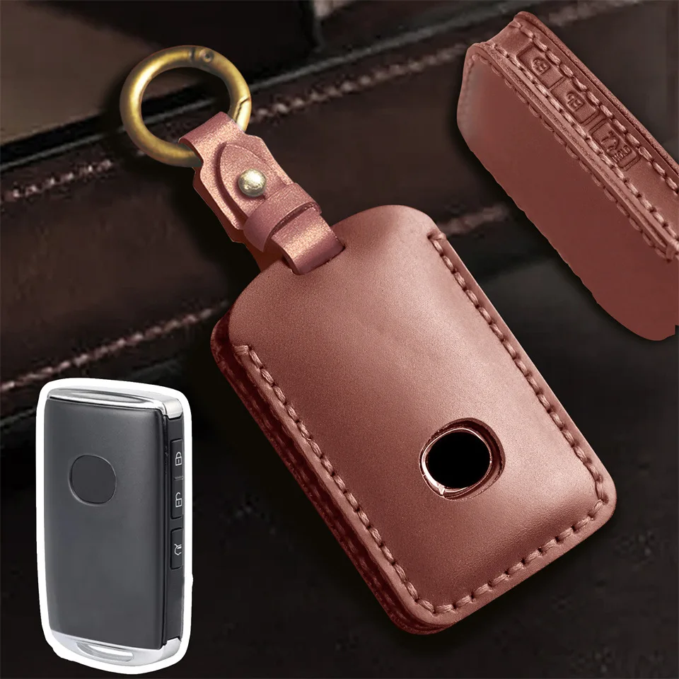 Genuine Leather Car Key Case Cover Shell Protector Fob Holder for Mazda Axela CX Atenza Accessories Factory Direct Keychain