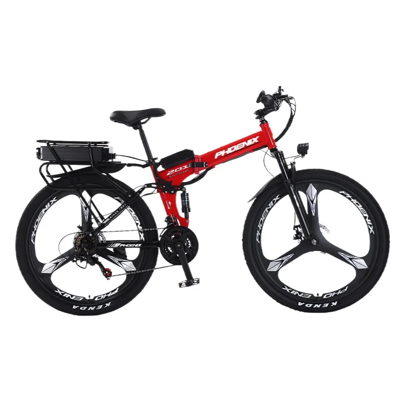 new Lithium-Ion Folding Electric Bike with Dual Shock Absorbers - Adult Commuter Mountain E-Assist Bicycle