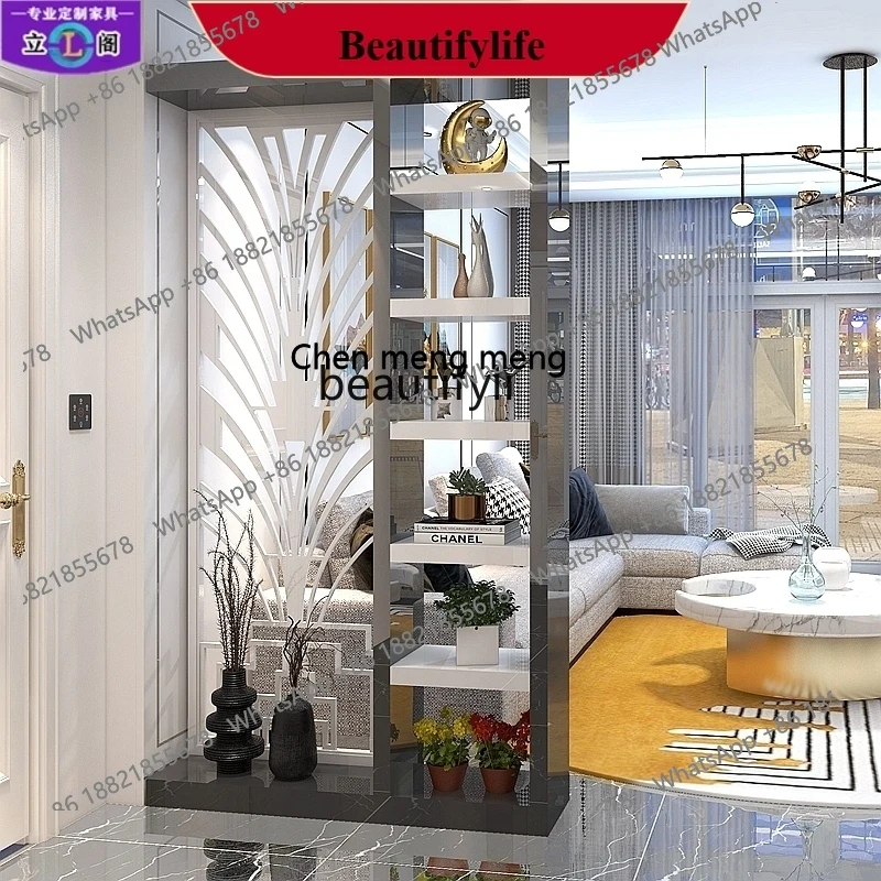 D178 Solid wood double-sided paint multi-functional partition rack living room entrance simple decorative cabinet customization