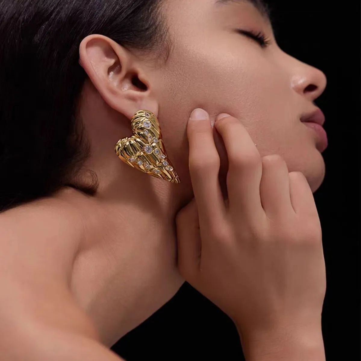 

Jenny&dave Ripple Love Earrings For Women Heart Shaped Earring Earrings Women's Earrings Ear Cuffs