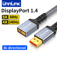 Unnlink DisplayPort Extension Cable DP 1.4 8K 60Hz 4K 240Hz/165Hz High Speed Cable Male To Female Compatible DP 1.2