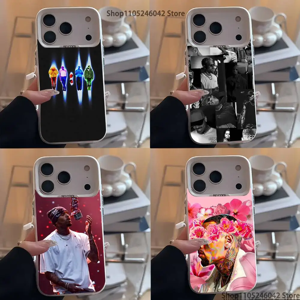 

Rapper C-Chris Brown Phone Case For iPhone 17,16,15,14,13,12,11,Pro,XS,Max,Plus,Mini,SE4,E White Matte Shockproof Cover