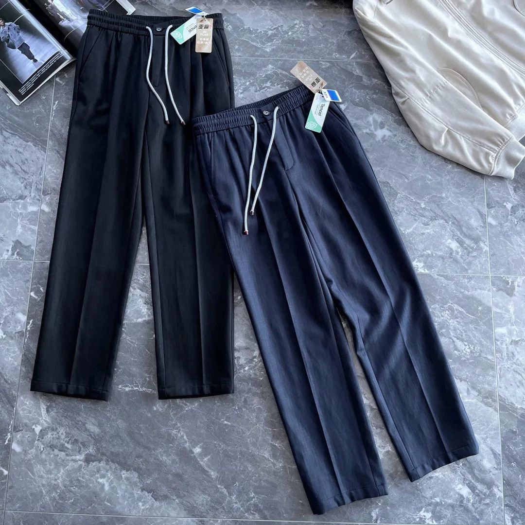 

Италия LP25 осенне-зимние новые модные однотонные льняные брюки на шнурке, мужские прямые повседневные брюки