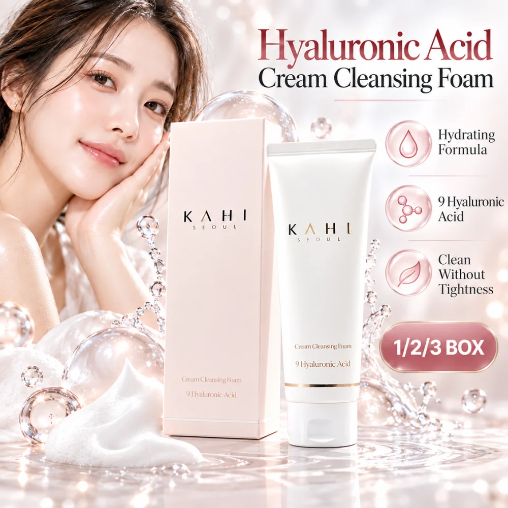 KAHI Hyaluronic Acid Cleansing Foam 80ml 9 Type HA Hydrating Facial Cleanser Rich Creamy Foam for Dry Sensitive Skin Face Wash