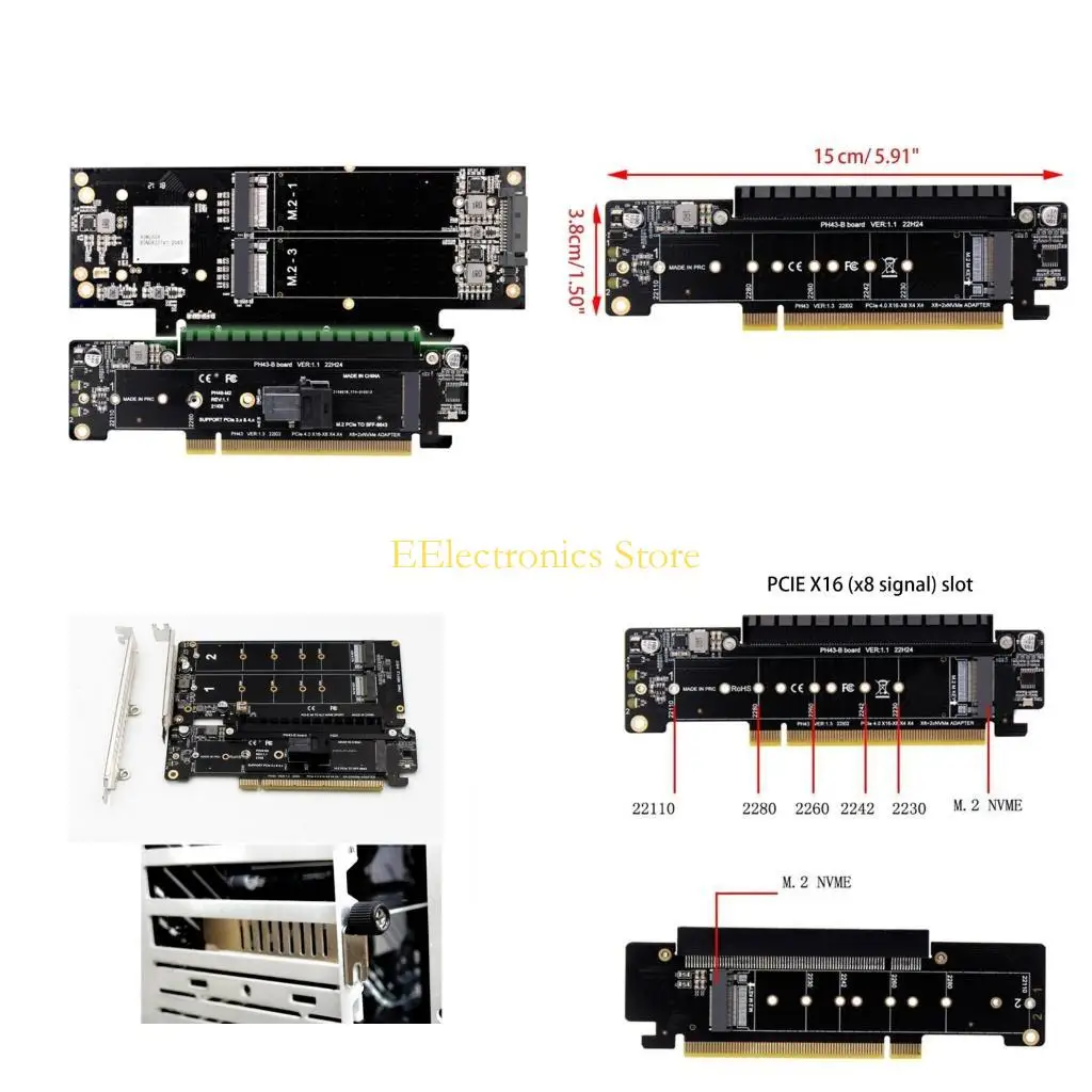 

B03C PCIE4.0 Channel Splitting Expansion Adapter PCI-Express x16 to x8+x4+x4 Splitter Card Adaptor M.2 NVMex 2 Input Ports