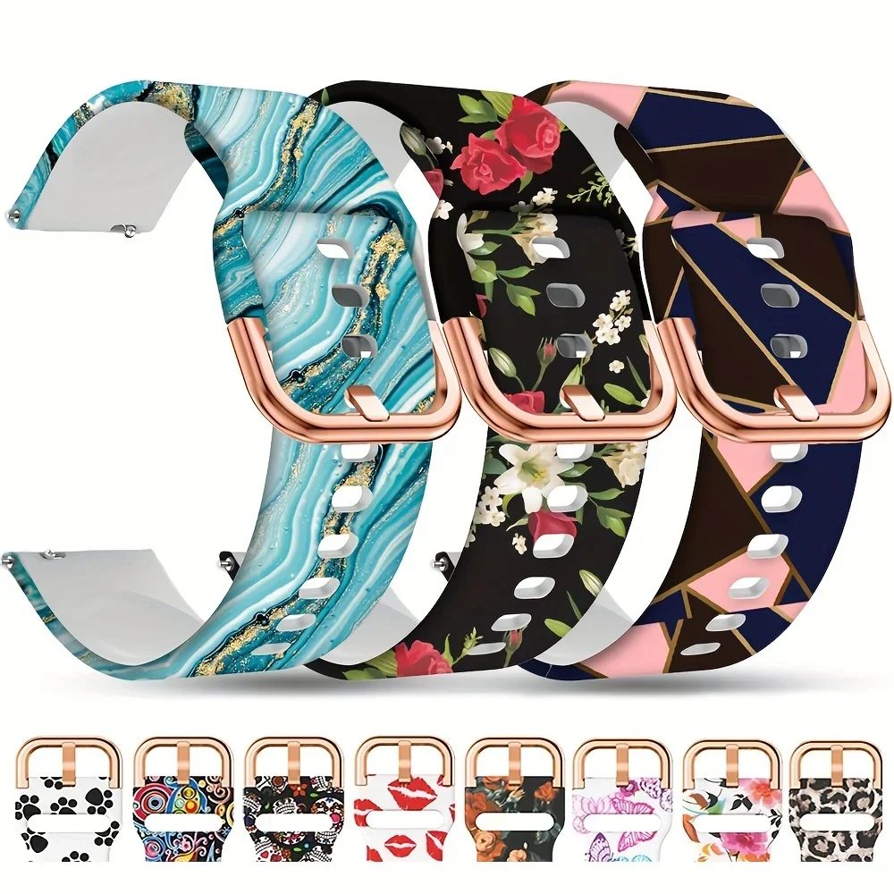 20mm 22mm Printing Watchband For Amazfit GTS/4/3/2/2e/Mini/GTR 4/3/Pro/2e 42mm stratos 2/3 Silicone Bracelet amazfit bip 6 5