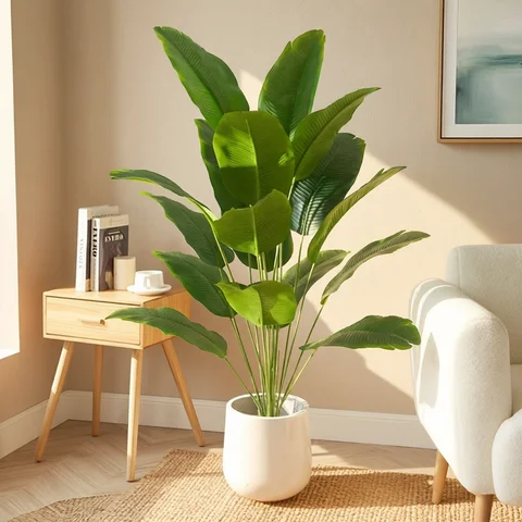 1pc Artificial Plants Large Tropical Palm Tree Fake Banana Plants Leaves Real Touch Plastic Monstera For Home Garden Party Decor