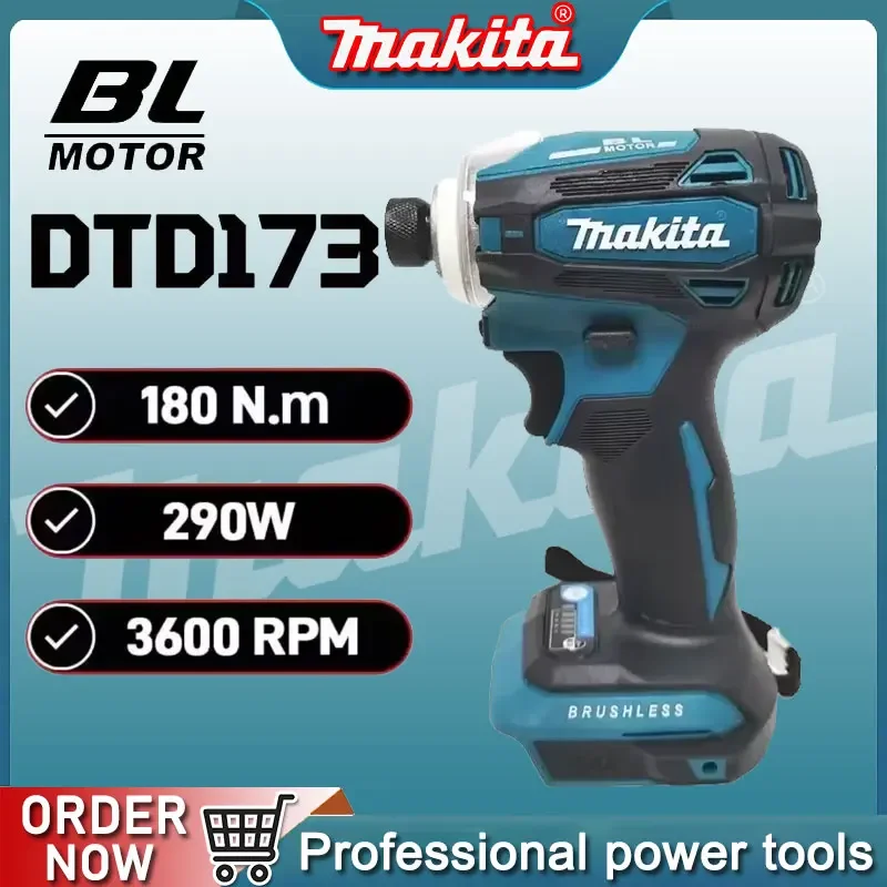 

Makita DTD173 18V Cordless Impact Driver 180Nm Brushless Motor Electric Drill Wood/Bolt/T-Mode Wireless Drill Household Tool