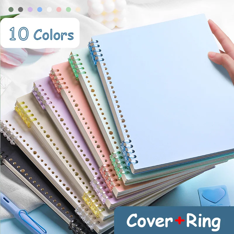 4 Sheets A4 A5 B5 Loose-leaf Book Cover PP Colorful Binder Spiral Ring Transparent Plastic Stationery Office School Supplies