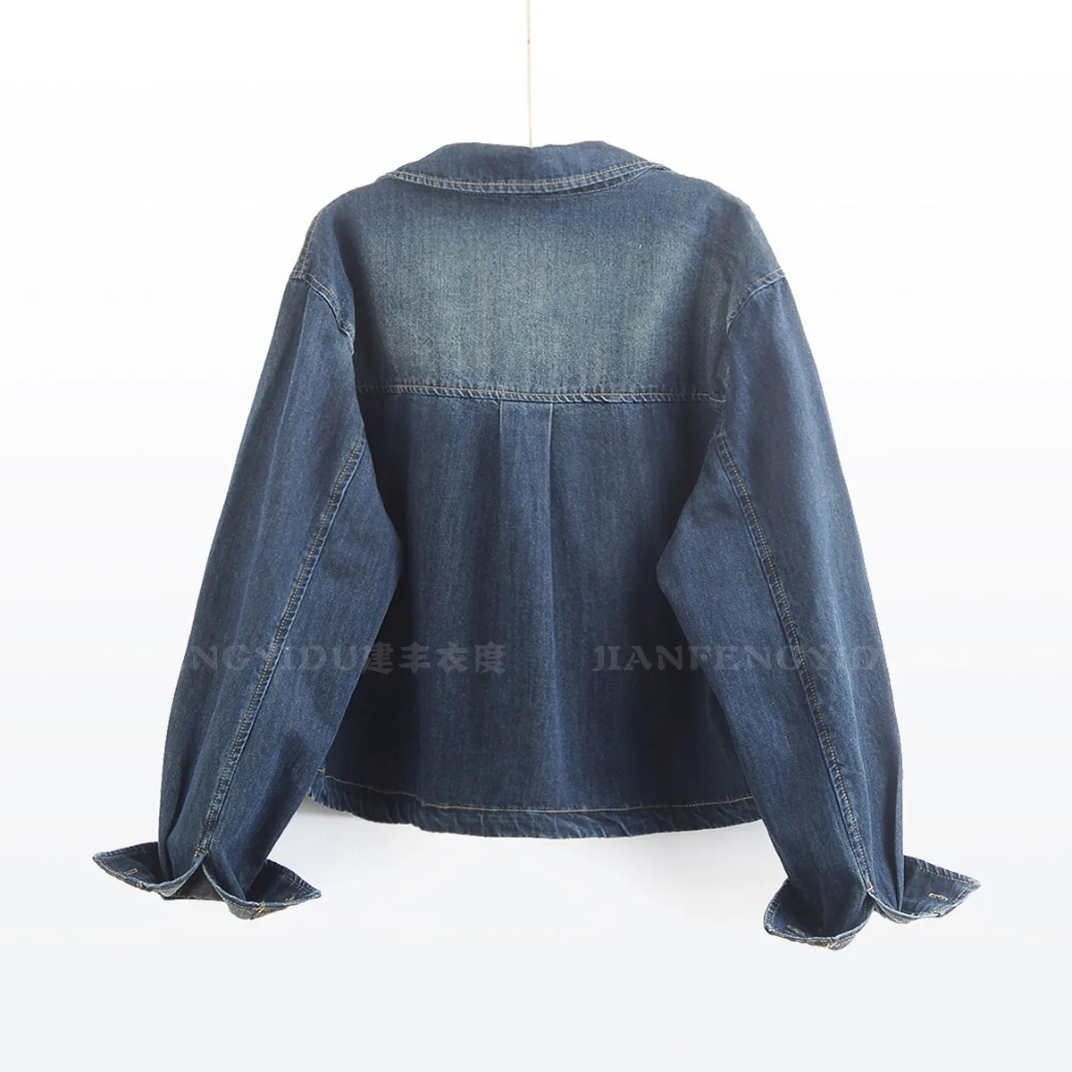 Autumn Vintage Leopard Stitching Denim Shirt Jacket Blue Coffee Color Casual Lapel Single-Breasted Long Sleeve Cowboy Outerwear