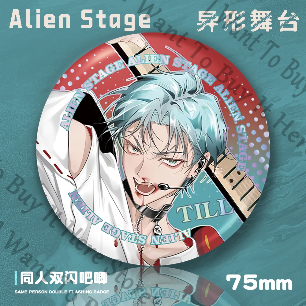 Anime Alien Stage Ivan Till Sua Luka Cosplay Mascot Emblem Cartoon Laser Badge Pendant Ornament Brooch Accessory Collection Gift