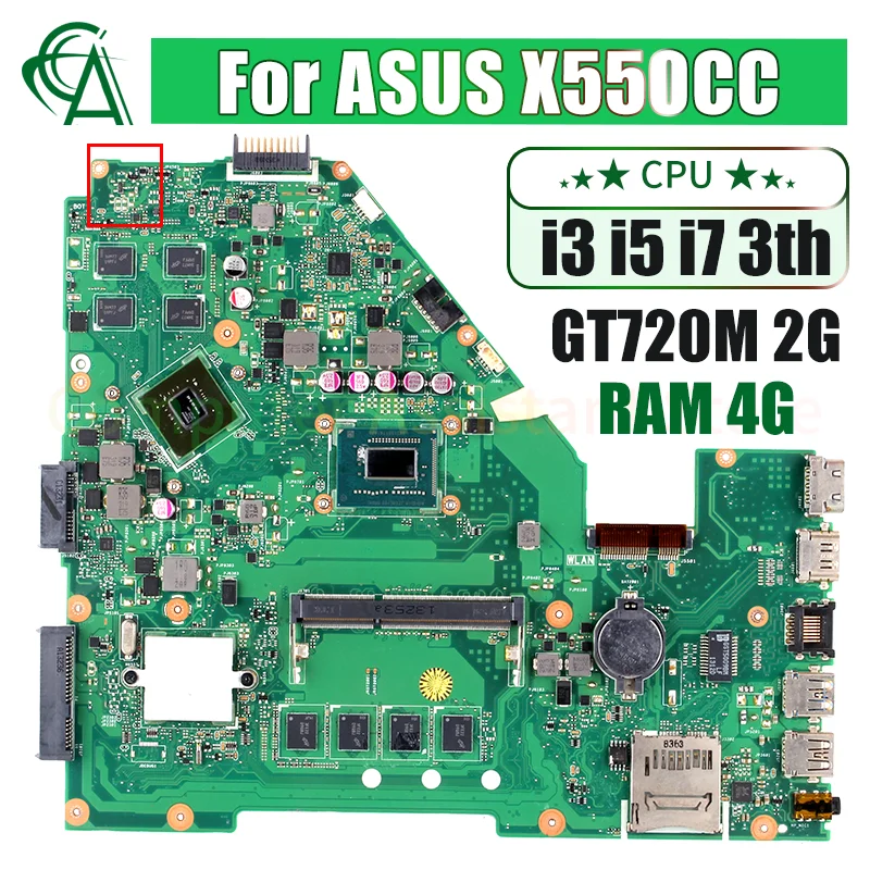 

Материнская плата X550CC для ноутбука ASUS R510C Y581C X550CA X550VB, материнская плата для ноутбука i3 i5 i7 GT720M/2G 4G, Встроенная Материнская плата для ноутбука, протестированная